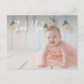 Baby meisje's eerste verjaardag Dank u Foto Briefkaart (Voorkant)
