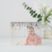 Baby meisje's eerste verjaardag Dank u Foto Briefkaart (Staand voorkant)