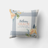 Baby Meisjes Slaapkamer Blauw Geel Aquarel Bloemmo Kussen (Achterkant)