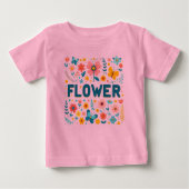 Baby meisjes T-shirt met Schattigee letters en blo (Voorkant)