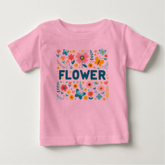 Baby meisjes T-shirt met Schattigee letters en blo