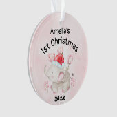 Baby meisjesnaam Eerste Kerstmis 2023 Roze & Douan Ornament (voorkant)