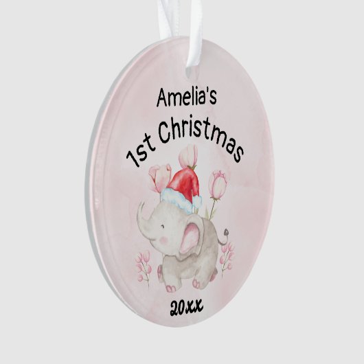Baby meisjesnaam Eerste Kerstmis 2023 Roze & Douan Ornament (voorkant)