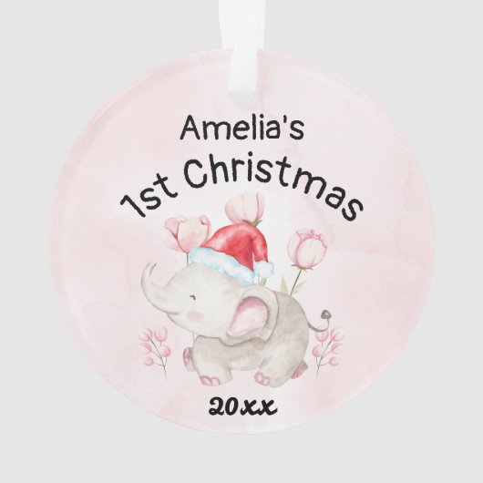 Baby meisjesnaam Eerste Kerstmis 2023 Roze & Douan Ornament (achterkant)