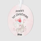 Baby meisjesnaam Eerste Kerstmis 2023 Roze & Douan Ornament (voorkant)