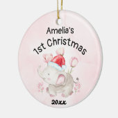 Baby meisjesnaam Eerste Kerstmis Roze & Custom Keramisch Ornament (Links)