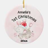 Baby meisjesnaam Eerste Kerstmis Roze & Custom Keramisch Ornament (Achterkant)