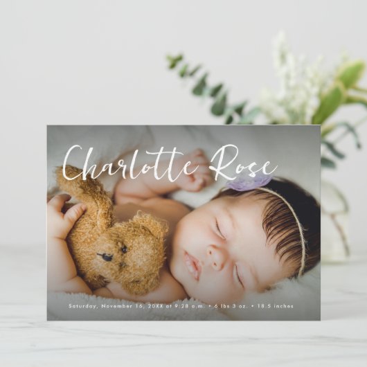 Baby meisjesnaam Modern Custom Foto Geboortestatis (Staand voorkant)