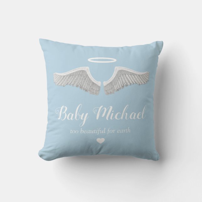 Baby Memorial | Angel Child Boy Blue Kussen (Voorkant)