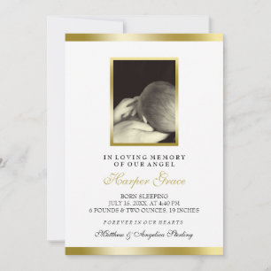 Baby Memorial   Faux Gold en White   Aangepaste fo Aankondiging