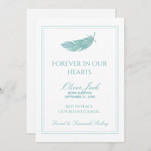 Baby Memorial Forever in ons hart | Blauwe doezela Programmakaart (Voorkant / Achterkant)