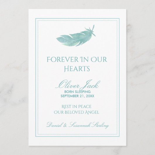 Baby Memorial Forever in ons hart | Blauwe doezela Programmakaart (Voorkant)