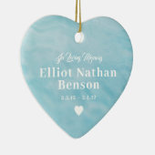 Baby Memorial Waterverf Blue Full Photo Keramisch Ornament (Rechts)