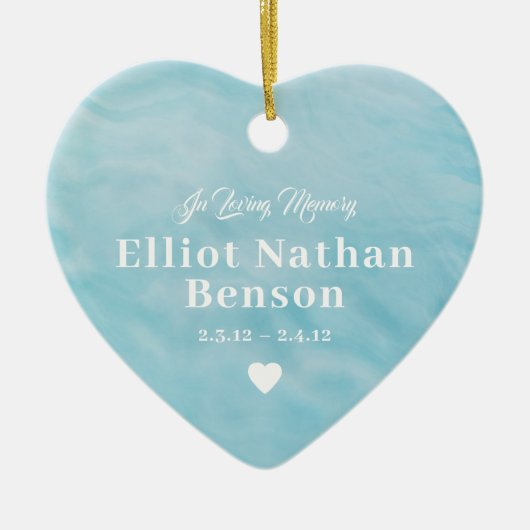 Baby Memorial Waterverf Blue Full Photo Keramisch Ornament (Voorkant)