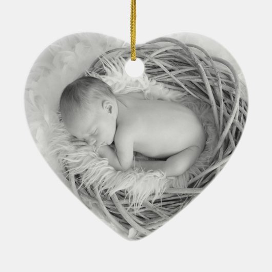 Baby Memorial Waterverf Blue Full Photo Keramisch Ornament (Achterkant)