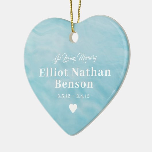 Baby Memorial Waterverf Blue Full Photo Keramisch Ornament (Links)