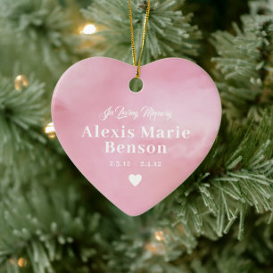 Baby Memorial Waterverf Pink Full Photo Keramisch Ornament