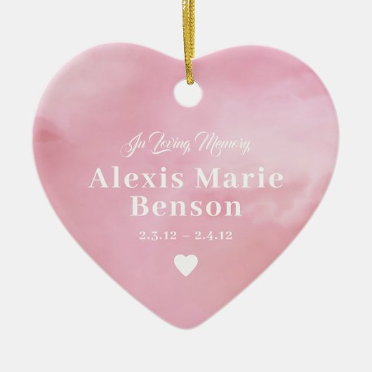 Baby Memorial Waterverf Pink Keramisch Ornament (Voorkant)