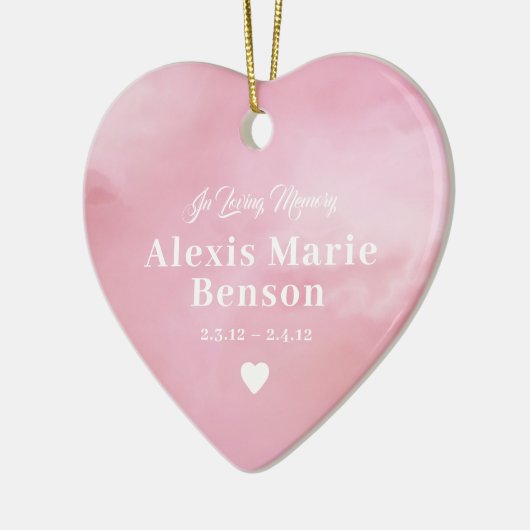 Baby Memorial Waterverf Pink Keramisch Ornament (Links)
