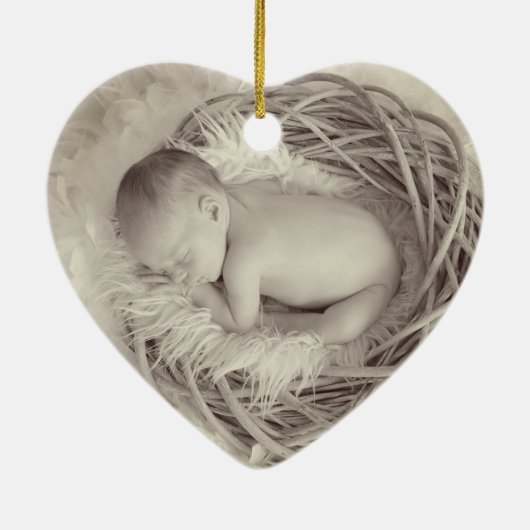 Baby Memorial Waterverf Tan Full Photo Keramisch Ornament (Achterkant)