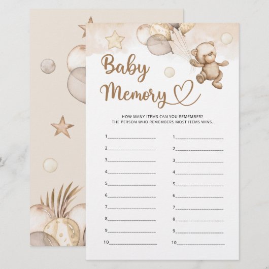 Baby Memory Baby Beer Baby shower (Voorkant / Achterkant)