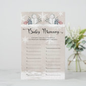 Baby Memory Snowman Baby shower spel (Staand voorkant)