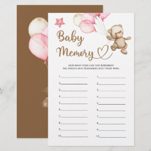 Baby Memory Teddy Bear baby shower spel