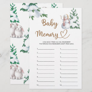 Baby Memory Winter Baby shower spel