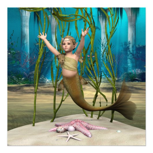 Baby Mermaid Foto Afdruk (Voorkant)