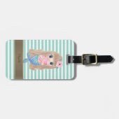 Baby Mermaid Mint White Stripes Bagagelabel (Voorkant horizontaal)