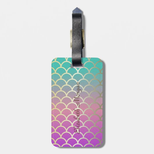 Baby Mermaid Ombre Mermaid Tail Scales Bagagelabel (Achterkant verticaal)