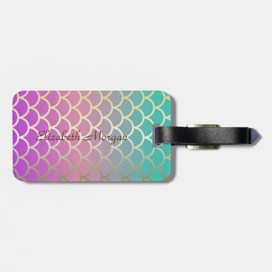Baby Mermaid Ombre Mermaid Tail Scales Bagagelabel (Achterkant horizontaal)