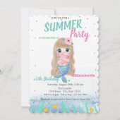 Baby Mermaid Seashells Birthday Party Invitation Kaart (Voorkant)