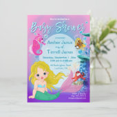 Baby Mermaid Underwater Fantasy Baby shower Kaart (Staand voorkant)