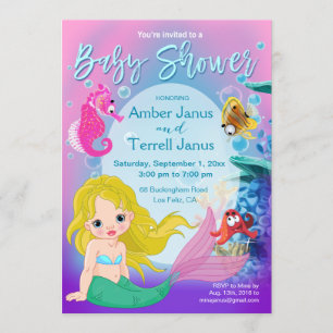 Baby Mermaid Underwater Fantasy Baby shower Kaart