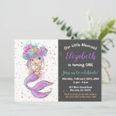 Baby Mermaid verjaardagsuitnodiging Kaart (Staand voorkant)
