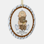 Baby met Beer Baby's Eerste kerstversiering Keramisch Ornament (Rechts)