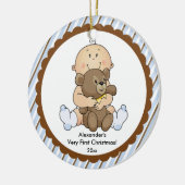 Baby met Beer Baby's Eerste kerstversiering Keramisch Ornament (Links)