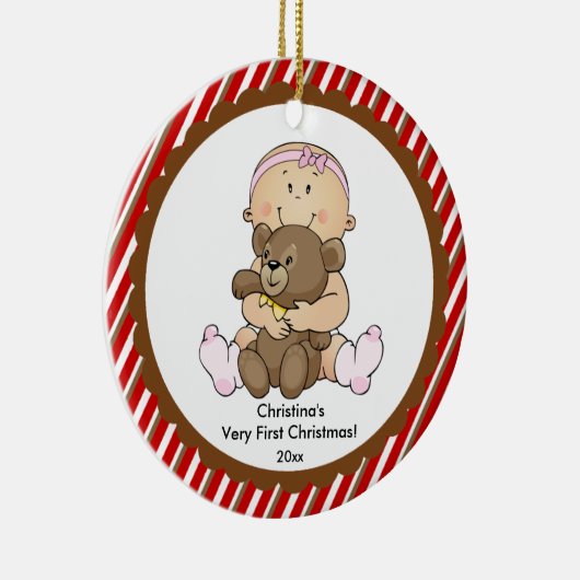 Baby met Beer Baby's Eerste kerstversiering Keramisch Ornament (Rechts)