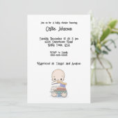 Baby met boeken doucheuitnodiging,  kaart (Staand voorkant)