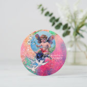 BABY MET DOVES IN GOLD PINK SPARKLES KAART (Staand voorkant)