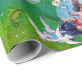 BABY MET DOVES IN PAARSE GROENE SPARKELS CADEAUPAPIER (Rol Hoek)