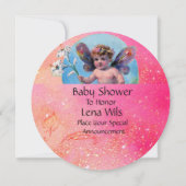 BABY MET DOVES IN PINK SPARKLES Champagne Kaart (Achterkant)