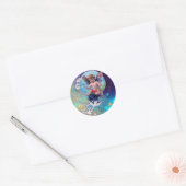 BABY MET DOVES IN SARKLES blauw groen Ronde Sticker (Envelop)