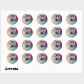 BABY MET DOVES IN SARKLES blauw roze groen Ronde Sticker (Vel)