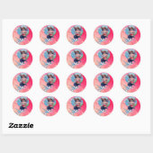 BABY MET DOVES IN SARKLES blauw roze Ronde Sticker (Vel)