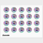 BABY MET DOVES IN SARKLES blauw roze violet Ronde Sticker (Vel)