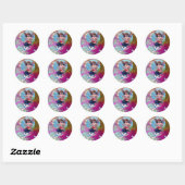 BABY MET DOVES IN SARKLES blauw roze violet Ronde Sticker (Vel)