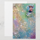 BABY MET DOVES IN SPARKLES, blauw groen goud (Voorkant / Achterkant)