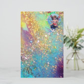 BABY MET DOVES IN SPARKLES, blauw groen goud Briefpapier (Staand voorkant)